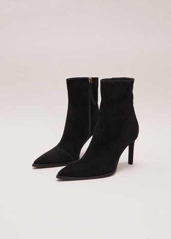 Phase Eight Black Suede Pointeded Boots Black Australia | WD8304619